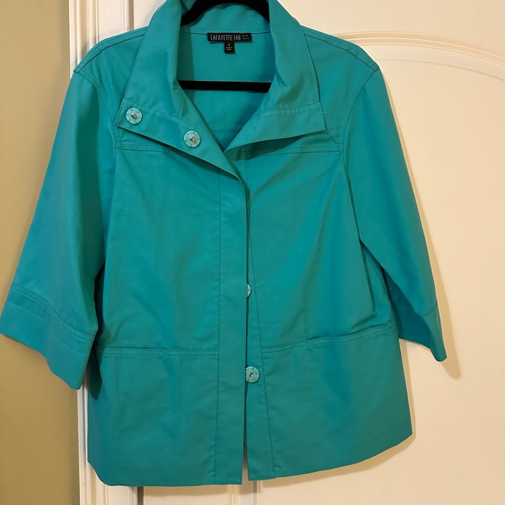 Lafayette 148 New York Turquoise Utility Jacket